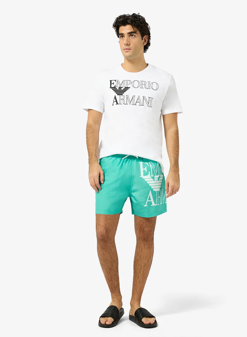 EMPORIO ARMANI  Graphic Drawstring Swim Shorts for Men | Best Price UAE